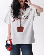 레트로 플레드 스티칭 라펠 폴로 반팔