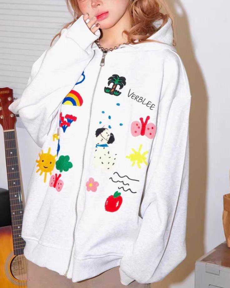 Cartoon embroidered jacket