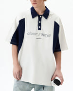 Contrast color lapel short sleeves