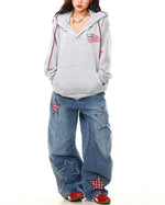 復古印花連帽衛衣