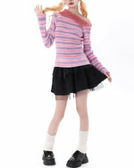 Retro striped knitted long sleeves (women's style)