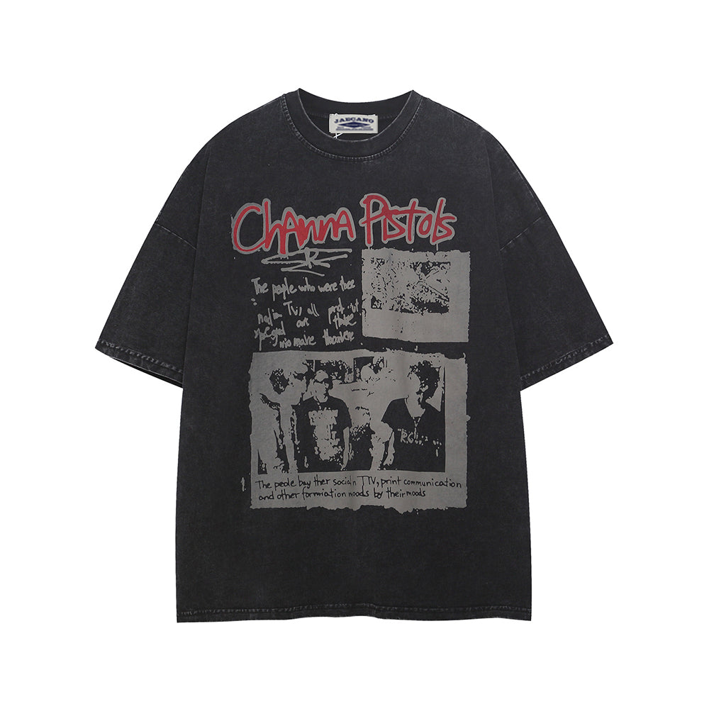 Retro distressed short sleeves