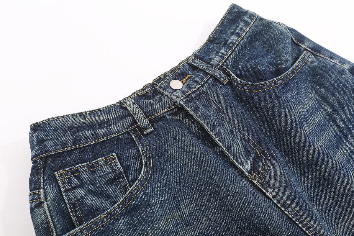 American retro simple denim trousers