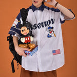 American retro vertical striped baseball shirt