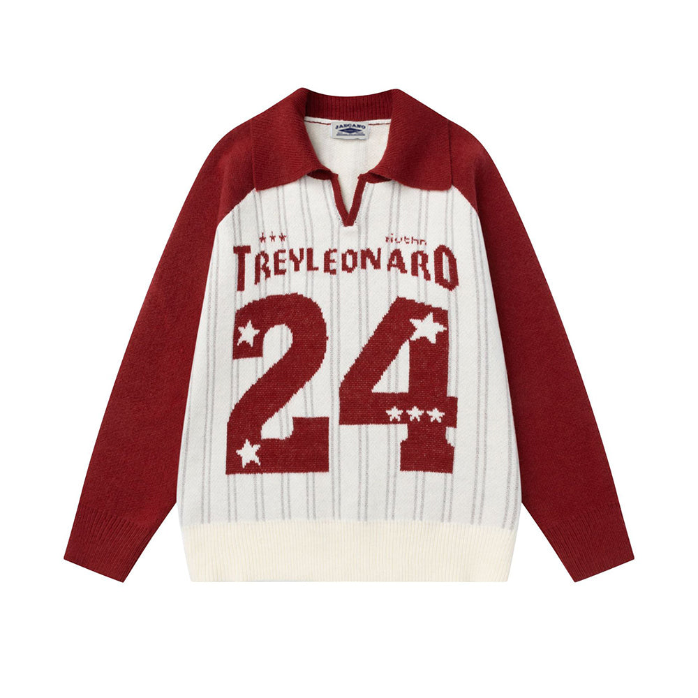 Contrast color pullover sweater