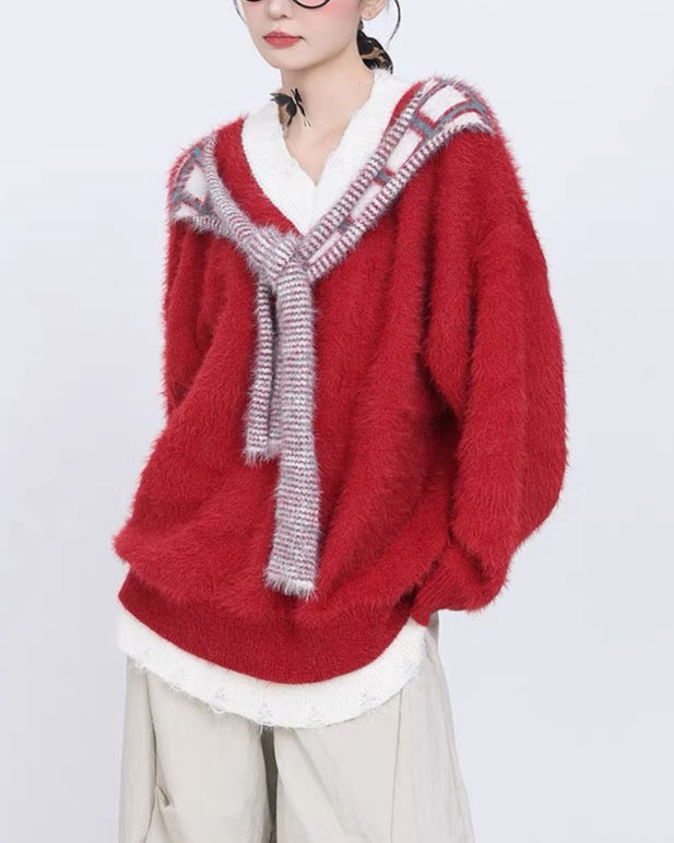 Retro Christmas Contrast Sweater