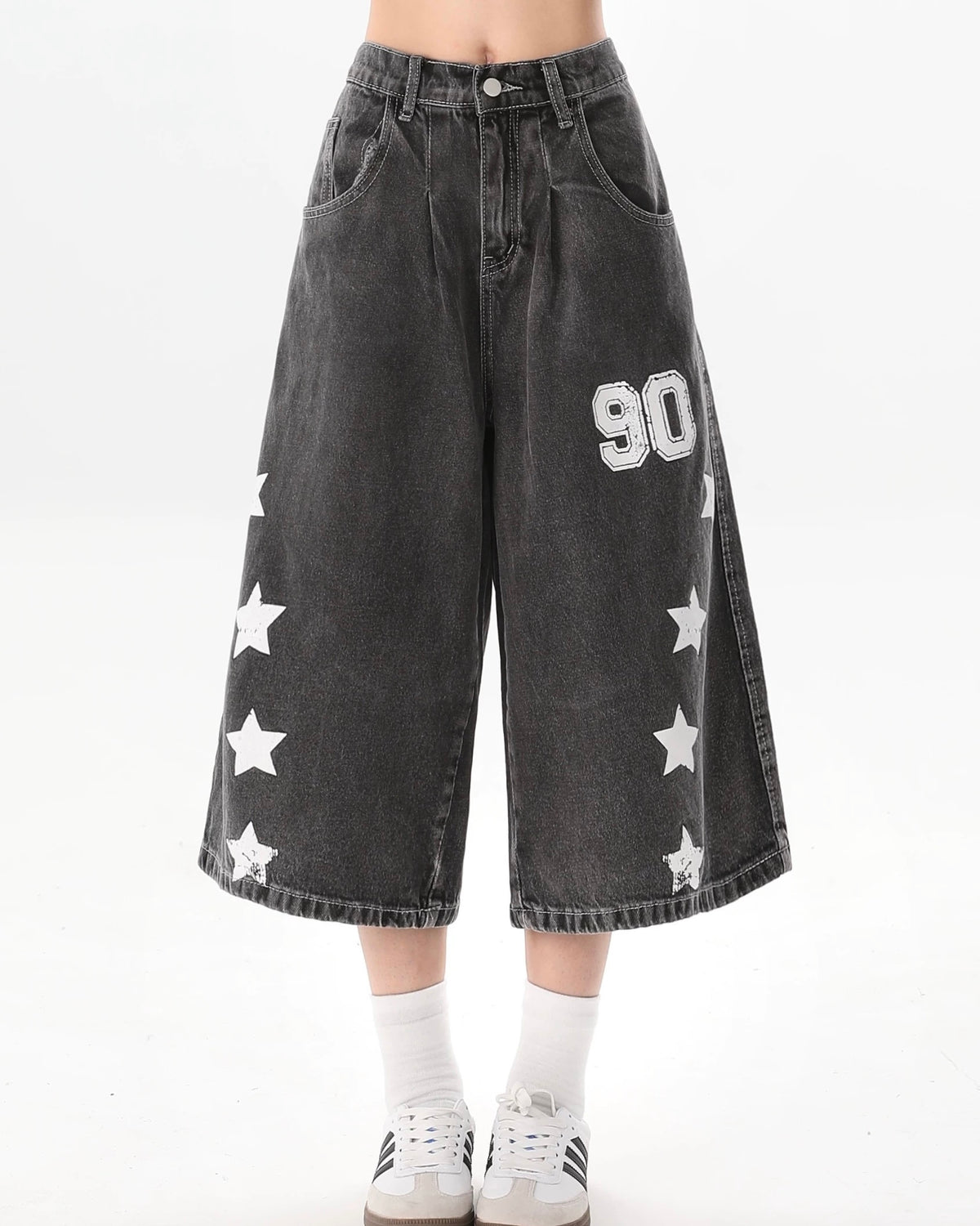 Vintage washed denim shorts