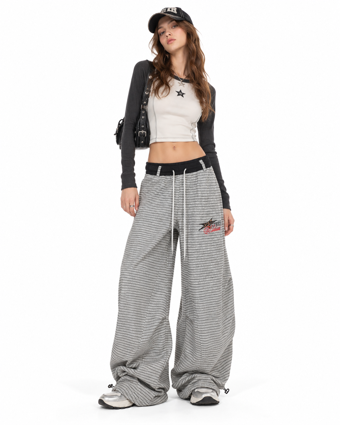 Retro contrast casual pants