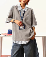Fake two-piece short sleeves