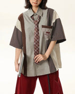 Retro colorblock short-sleeved shirt