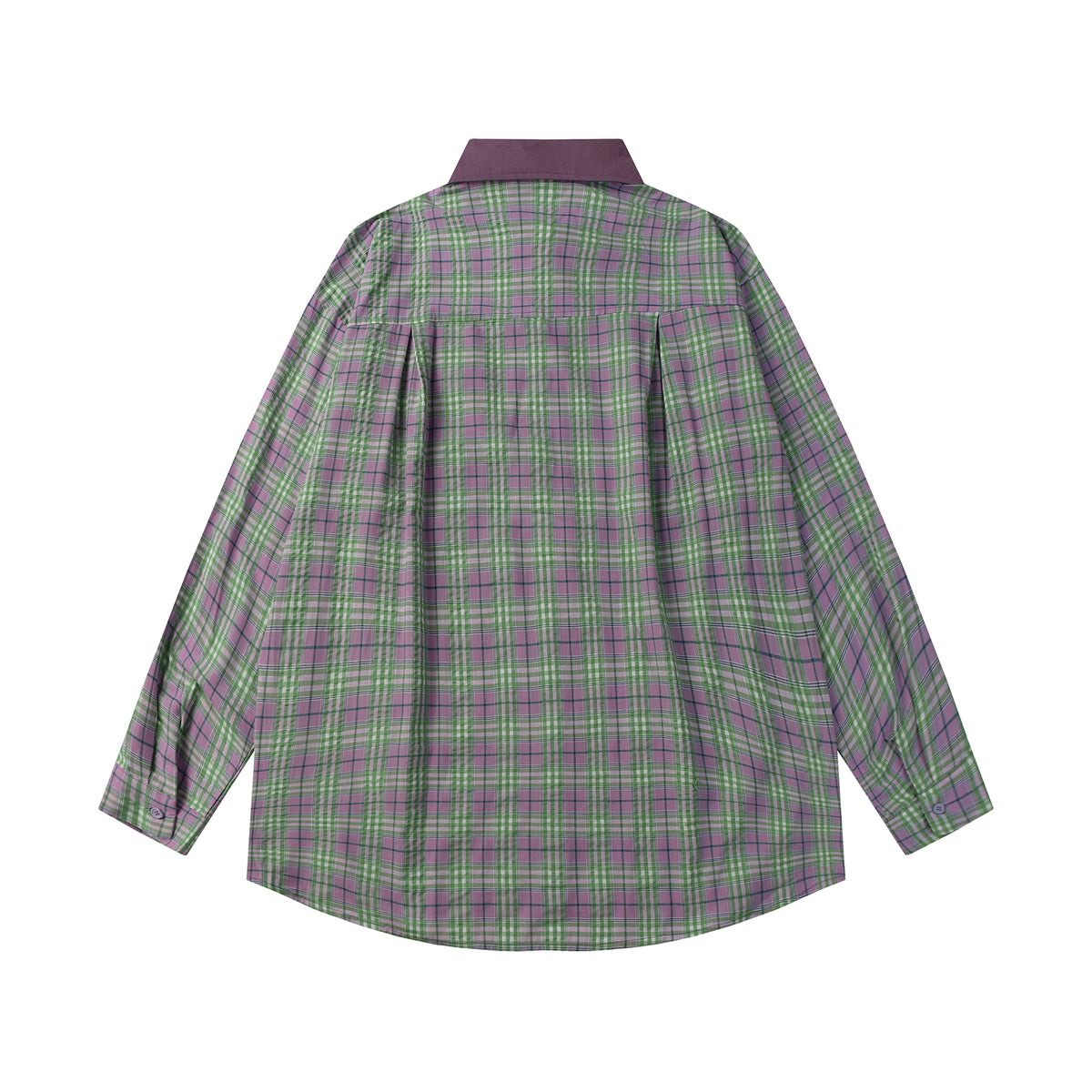 Retro cartoon plaid color block shirt