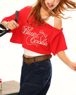 Retro off-shoulder short sleeves