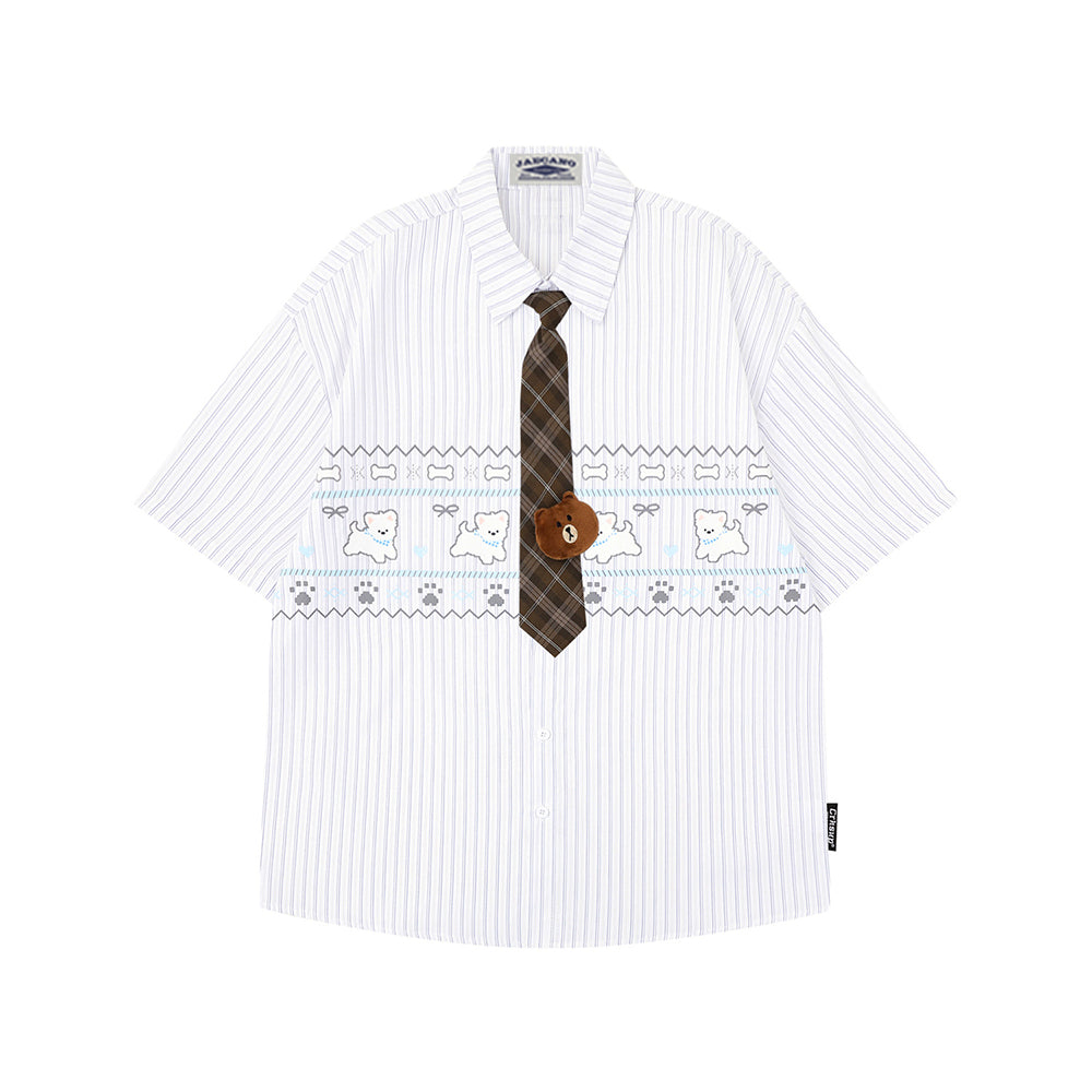 卡通小狗短袖襯衫