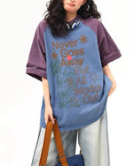 레터 프린트 컬러블록 반팔