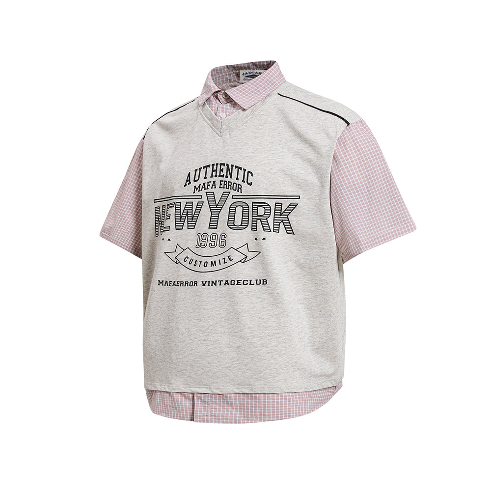 假兩件拼接短袖