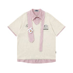 가짜 투피스 스플라이스 반팔 셔츠