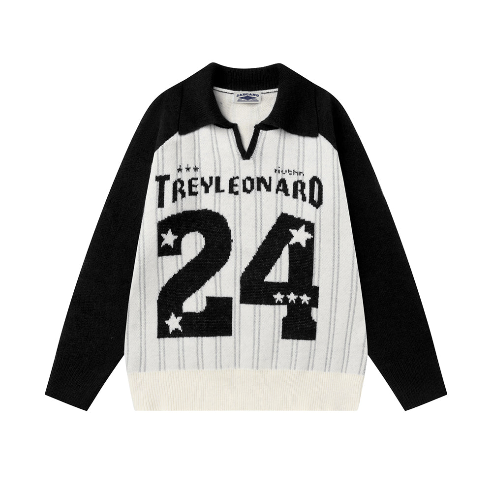 Contrast color pullover sweater