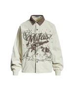 Color-blocked distressed long-sleeved shirt