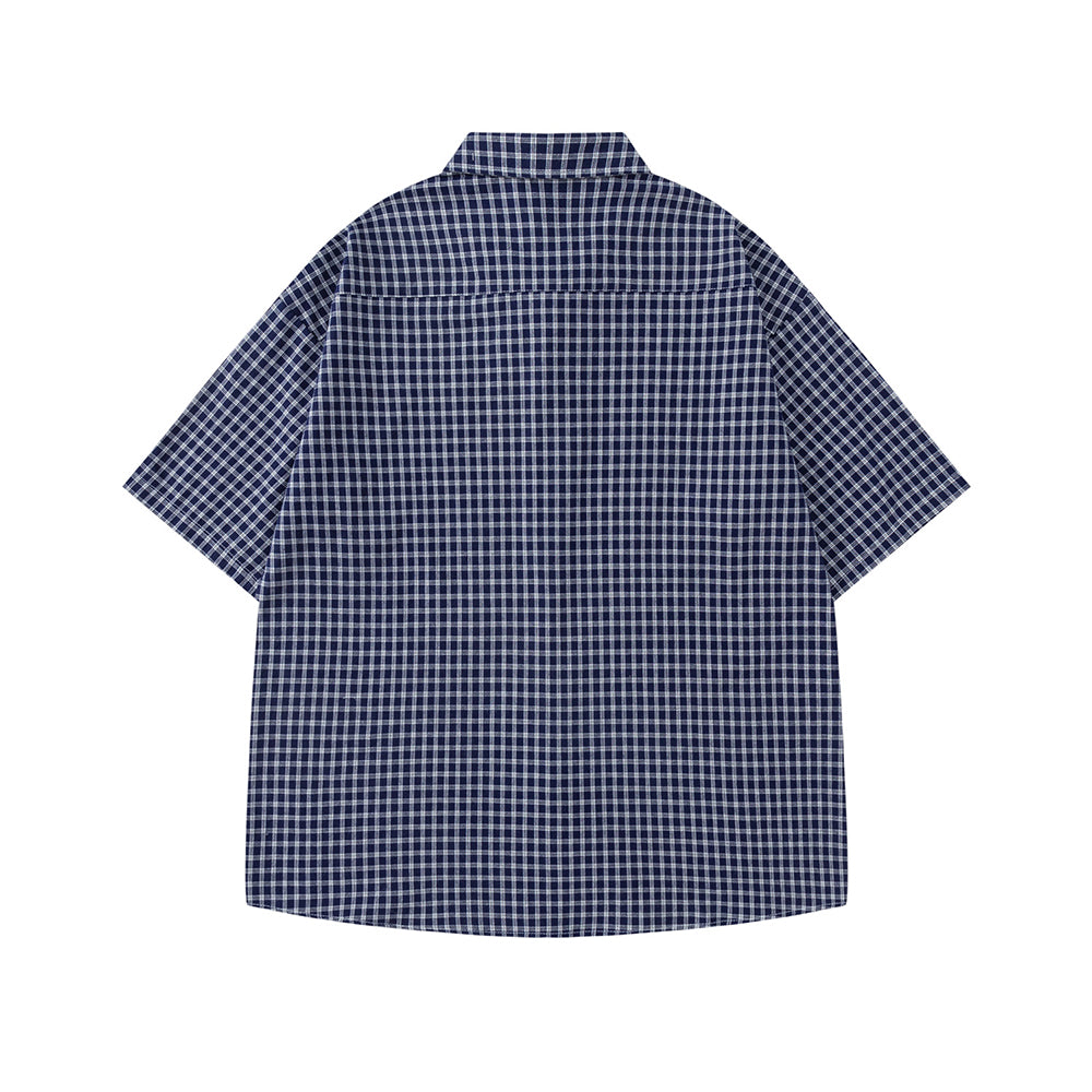 格紋短袖襯衫