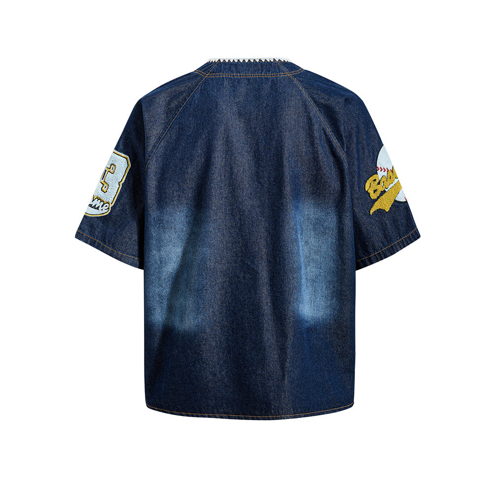 復古牛仔短袖襯衫