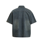 做舊水洗短袖襯衫