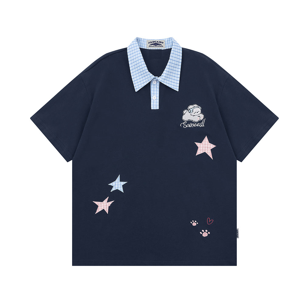 패치워크 별 반팔 티셔츠