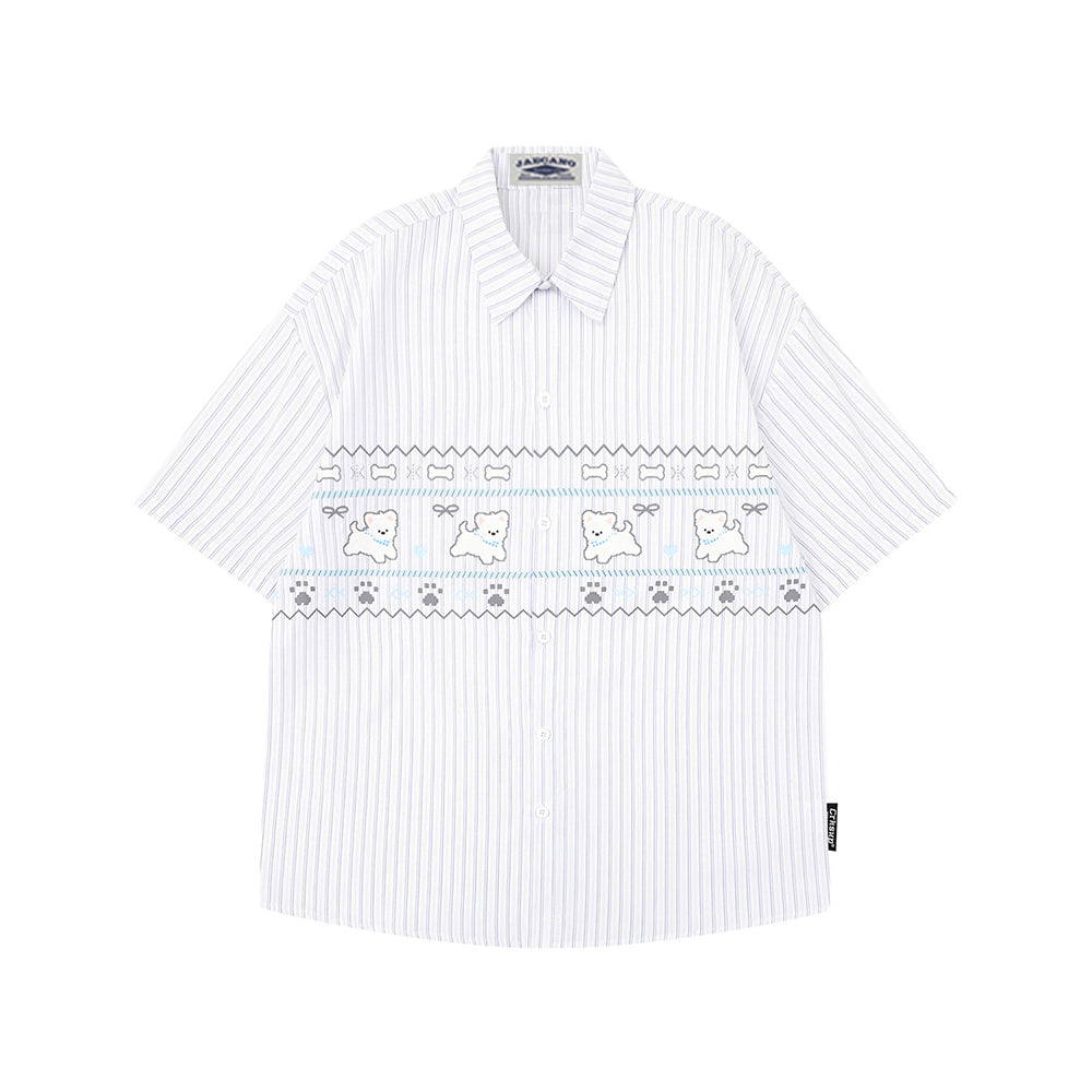 卡通小狗短袖襯衫