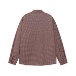 Embroidered plaid long-sleeved shirt