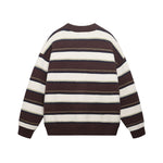 embroidered striped crew neck sweater