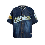 復古牛仔短袖襯衫