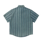 復古條紋短袖襯衫