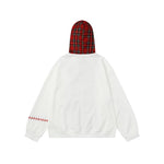 plaid panel hooded jacket