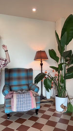 American retro color block plaid shirt