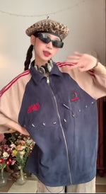 American retro patchwork slash shirt jacket 