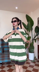 American retro striped short sleeves