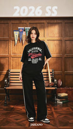 Contrast color letter print short sleeves