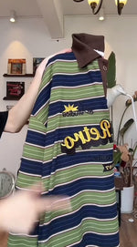 復古撞色條紋polo長袖