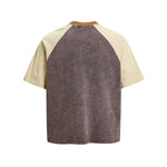 Color-blocked raglan short-sleeved shirt