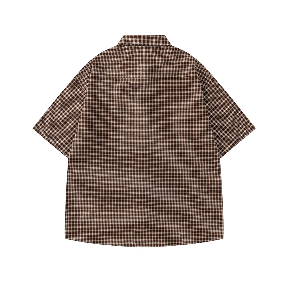 格紋短袖襯衫