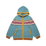 Retro contrast hooded knitted sweater