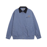 撞色拼接格子外套