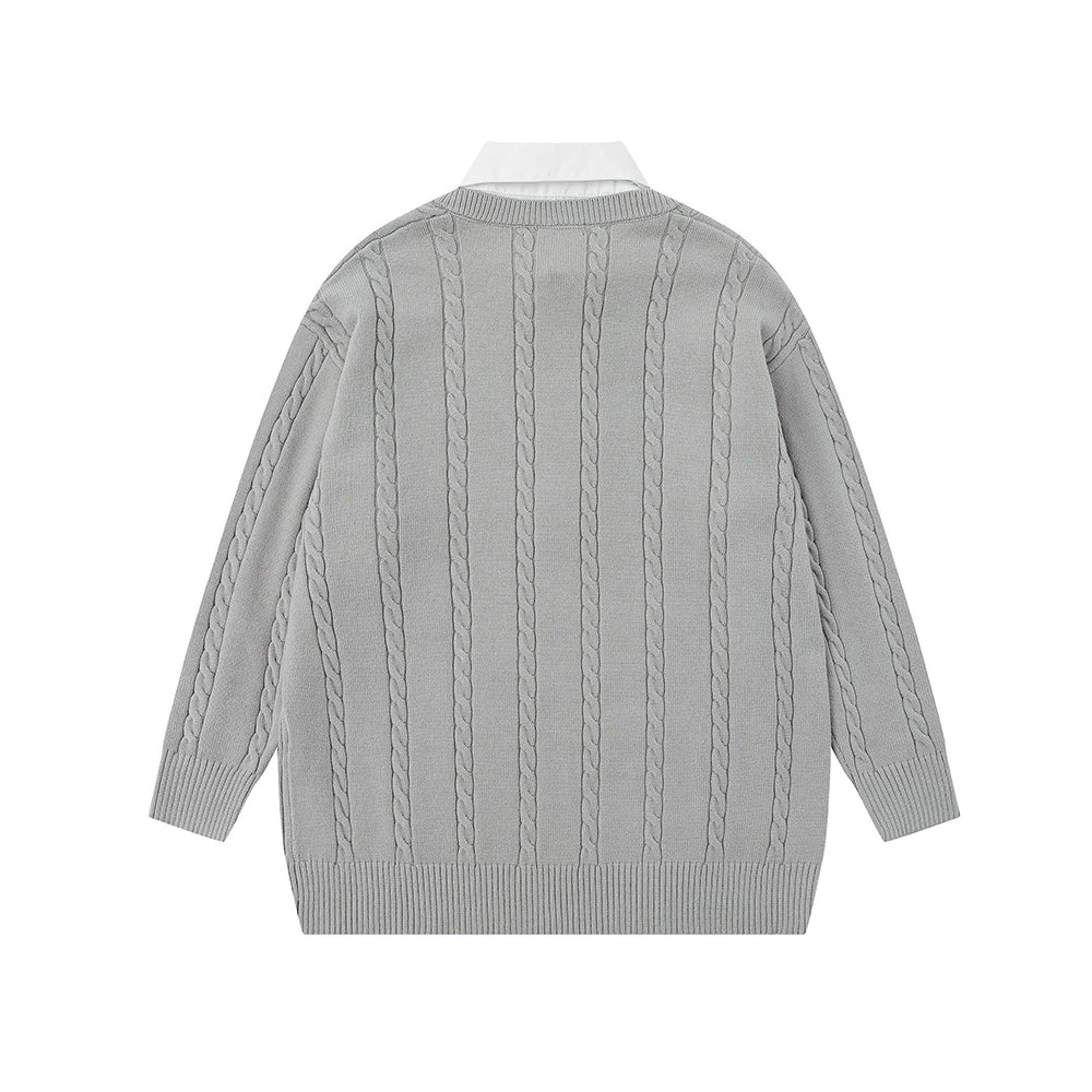 刺綉假兩件毛衣