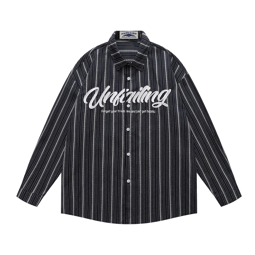 Striped letter long-sleeved shirt