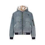 Patchwork cotton-padded denim jacket