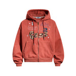 Retro leopard print hooded jacket