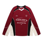 Contrast color stitching long sleeves