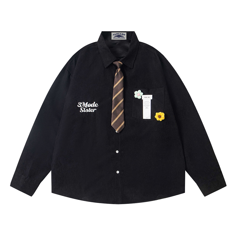 자수 긴팔 셔츠