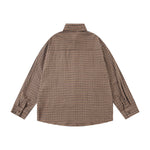 Embroidered plaid long-sleeved shirt