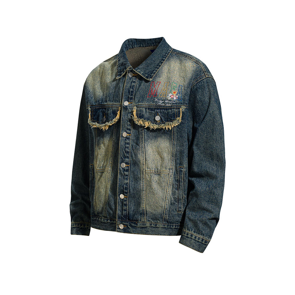 Washed Embroidered Casual Jacket