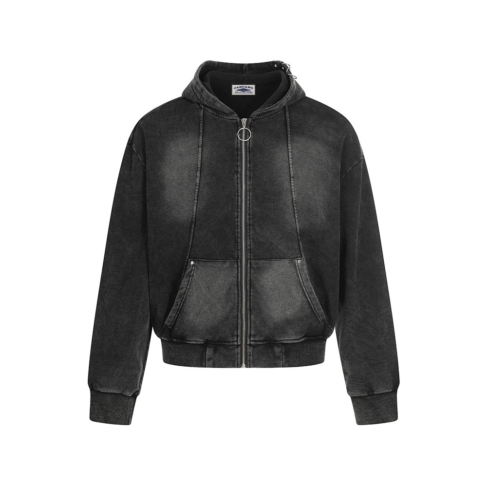 워시드 블랙 디스트레스드 커플 재킷